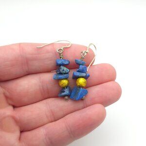 Sterling Silver Blue Stone And Glass Earrings A332
